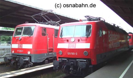 120 501 steht am 03.09.2006 auf Gleis 1 in Osnabrück